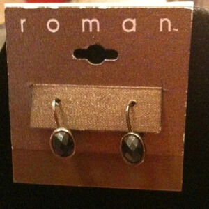 Blue on black clip style earrings